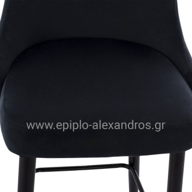 SERENITY BAR STOOL ΗΜ8519.04 BLACK VELVET WITH METAL FRAME 53x48x110 cm.