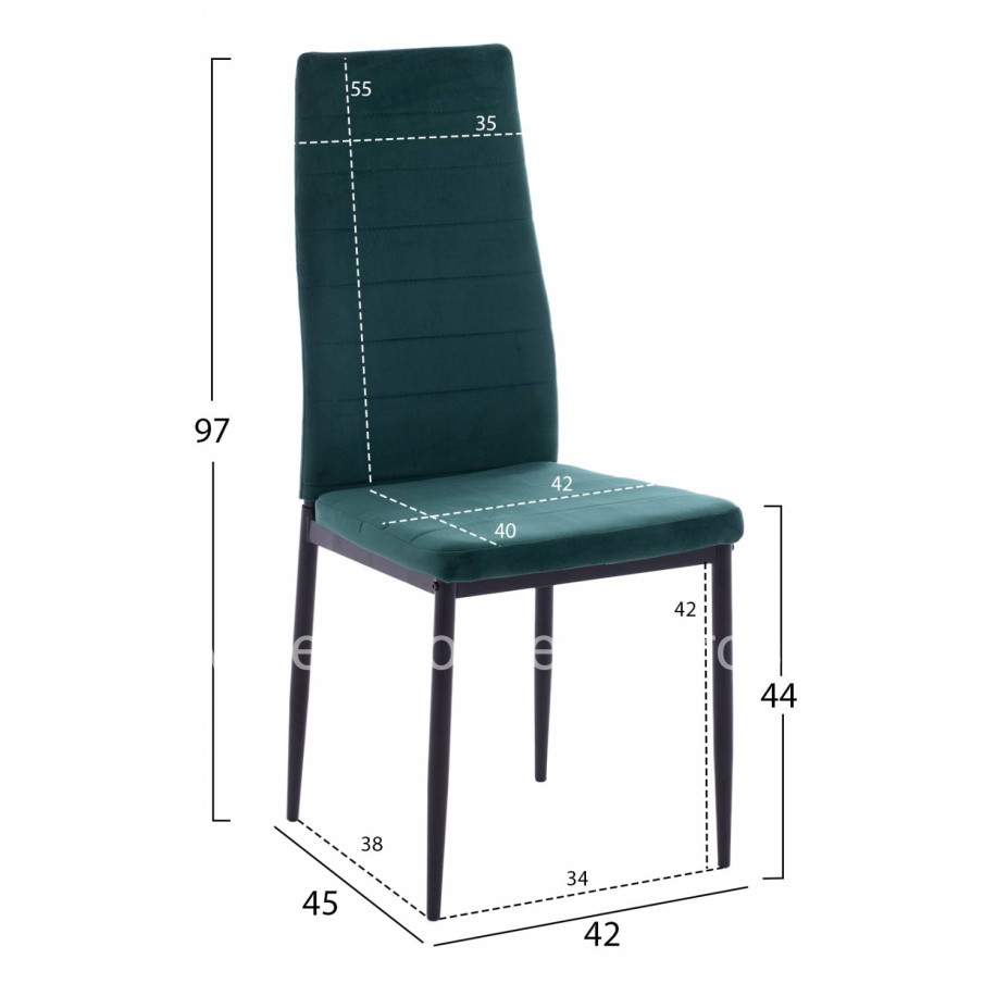 METAL CHAIR HM0037.33 GREEN VELVET WITH METAL FRAME K/D