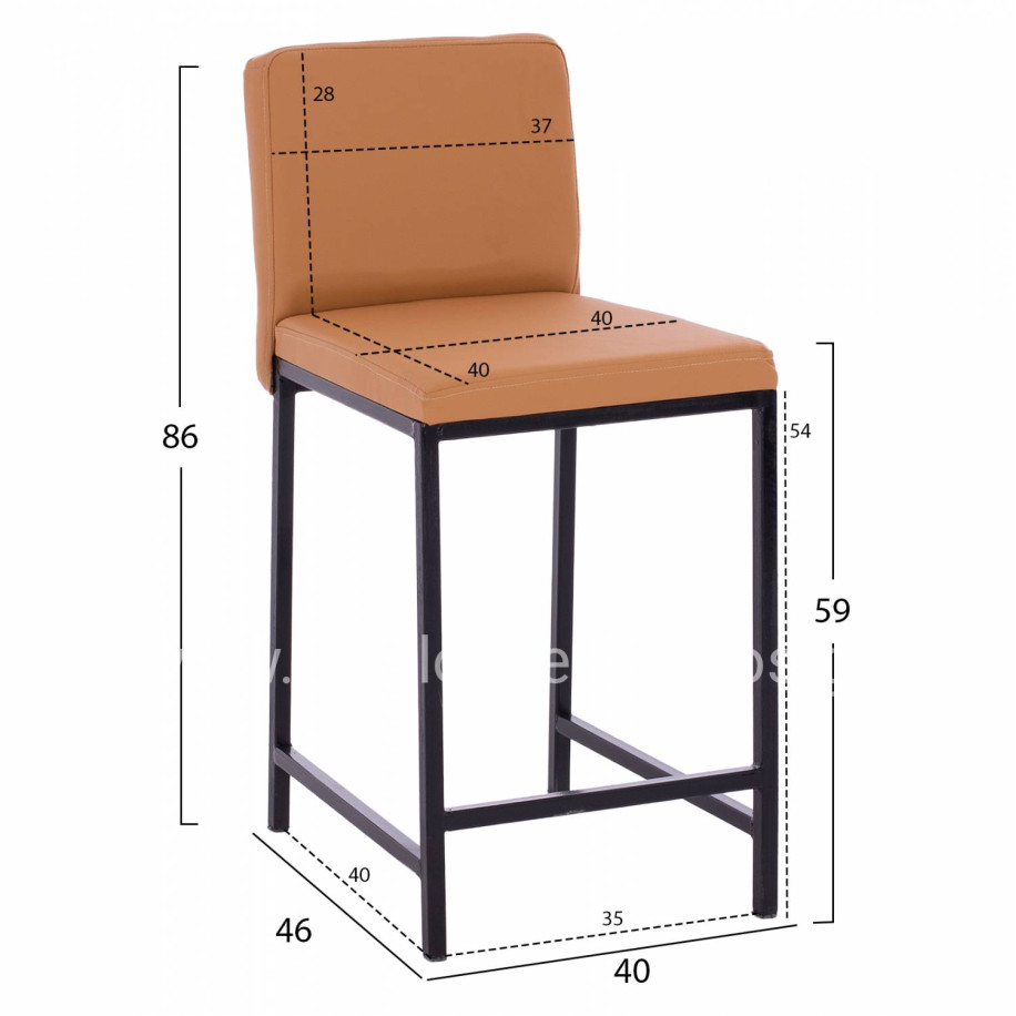 METAL STOOL WITH LEATHER TAN HM5801 40x46x86Y cm.