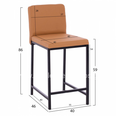 METAL STOOL WITH LEATHER TAN HM5801 40x46x86Y cm.