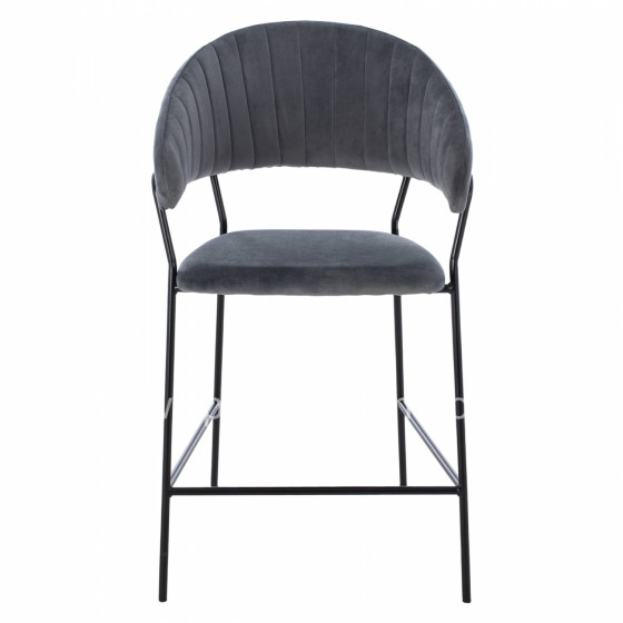 ΣΚΑΜΠΟ ΜΕΣΑΙΟΥ ΥΨΟΥΣ HM8734.01 THEODORE ΒΕΛΟΥΔΟ ΓΚΡΙ ΜΕ ΜΑΥΡΟ ΣΚΕΛΕΤΟ 60x55x100Y εκ.