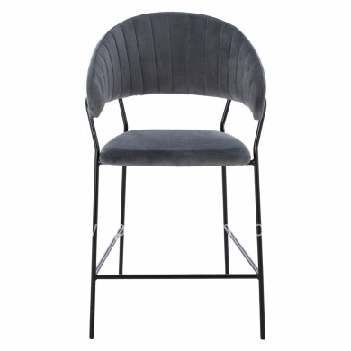 MEDIUM HEIGHT STOOL ΗΜ8734.01 GRAY VELVET WITH BLACK FRAME 60x55x100Y cm.