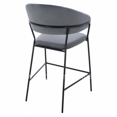 MEDIUM HEIGHT STOOL ΗΜ8734.01 GRAY VELVET WITH BLACK FRAME 60x55x100Y cm.