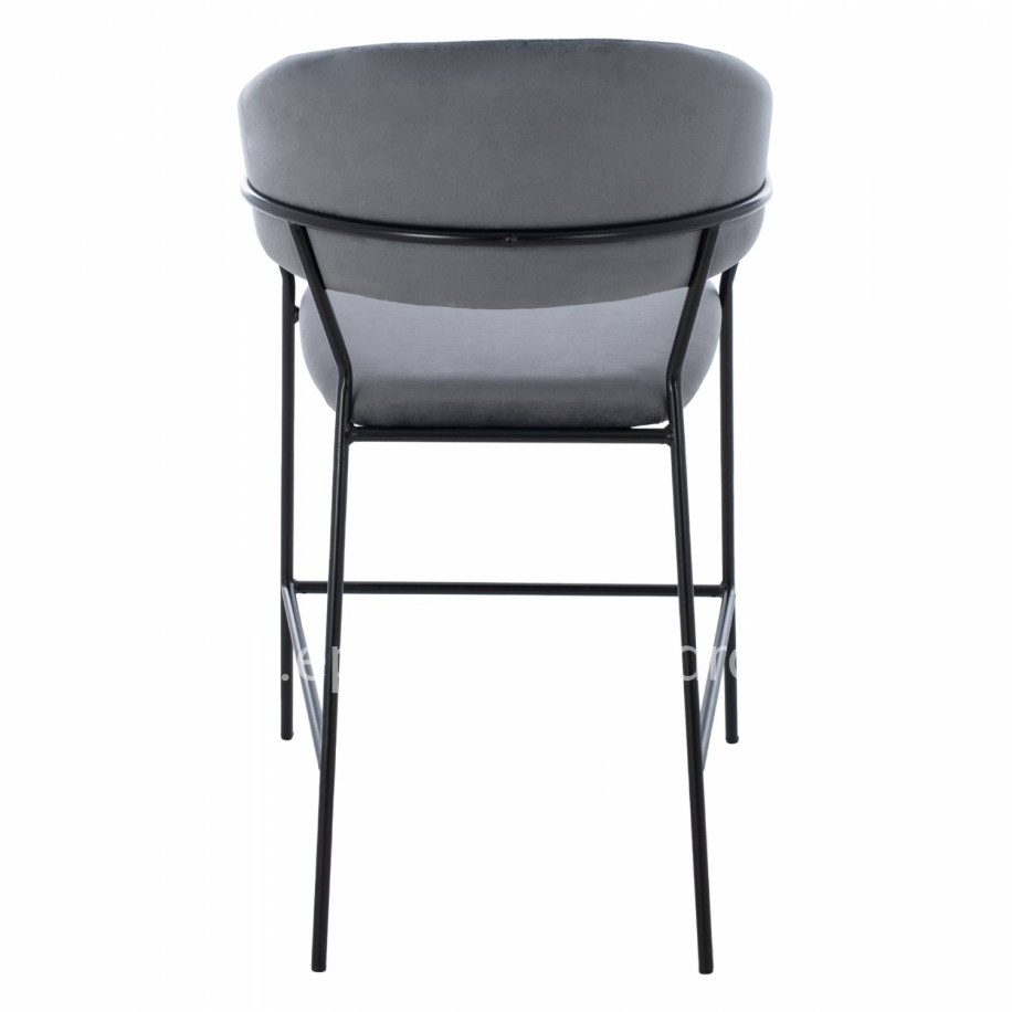 MEDIUM HEIGHT STOOL ΗΜ8734.01 GRAY VELVET WITH BLACK FRAME 60x55x100Y cm.