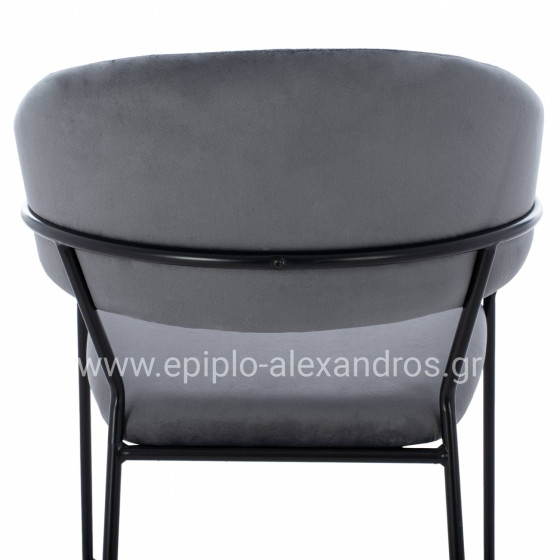 ΣΚΑΜΠΟ ΜΕΣΑΙΟΥ ΥΨΟΥΣ HM8734.01 THEODORE ΒΕΛΟΥΔΟ ΓΚΡΙ ΜΕ ΜΑΥΡΟ ΣΚΕΛΕΤΟ 60x55x100Y εκ.