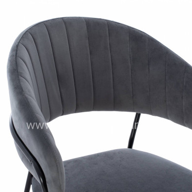 MEDIUM HEIGHT STOOL ΗΜ8734.01 GRAY VELVET WITH BLACK FRAME 60x55x100Y cm.