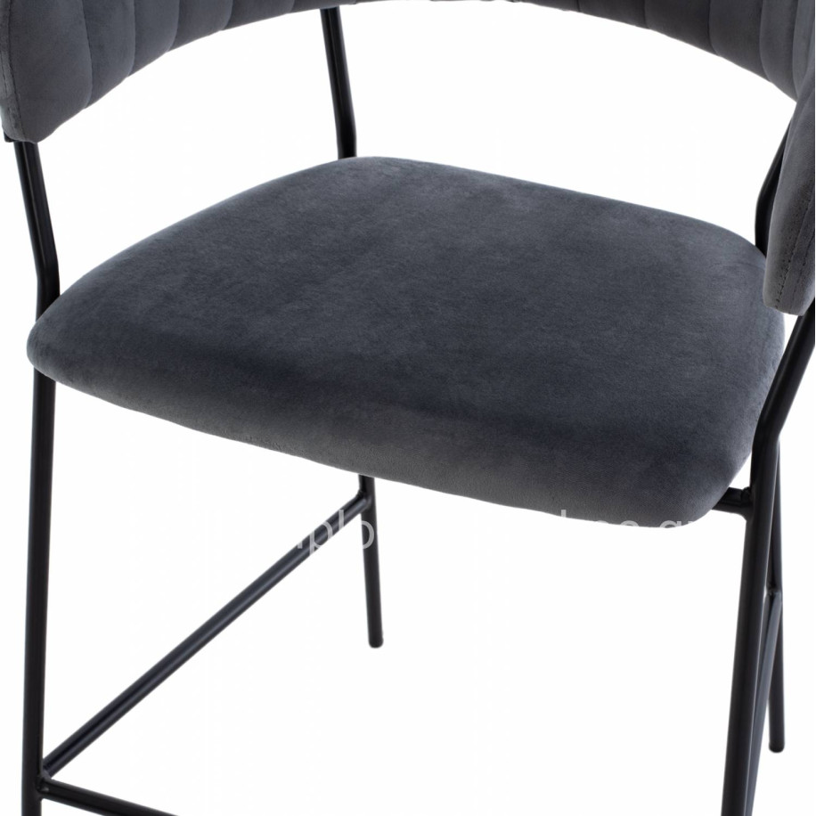 MEDIUM HEIGHT STOOL ΗΜ8734.01 GRAY VELVET WITH BLACK FRAME 60x55x100Y cm.