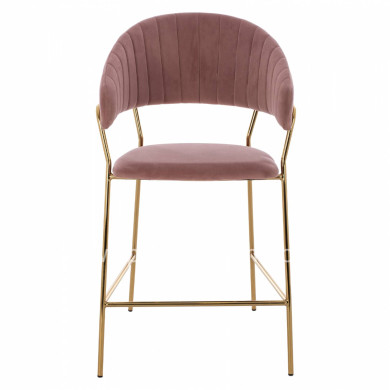 MEDIUM HEIGHT STOOL HM8734.02 VELVET DUSTY PINK GOLDEN FRAME 60x55x100Y cm.