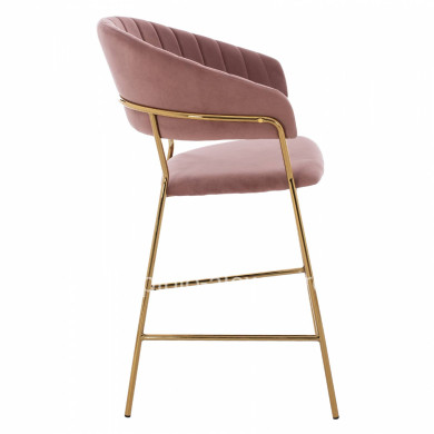 MEDIUM HEIGHT STOOL HM8734.02 VELVET DUSTY PINK GOLDEN FRAME 60x55x100Y cm.