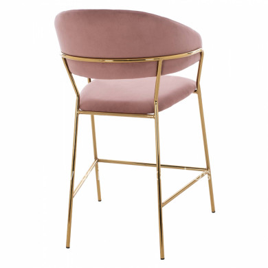 MEDIUM HEIGHT STOOL HM8734.02 VELVET DUSTY PINK GOLDEN FRAME 60x55x100Y cm.