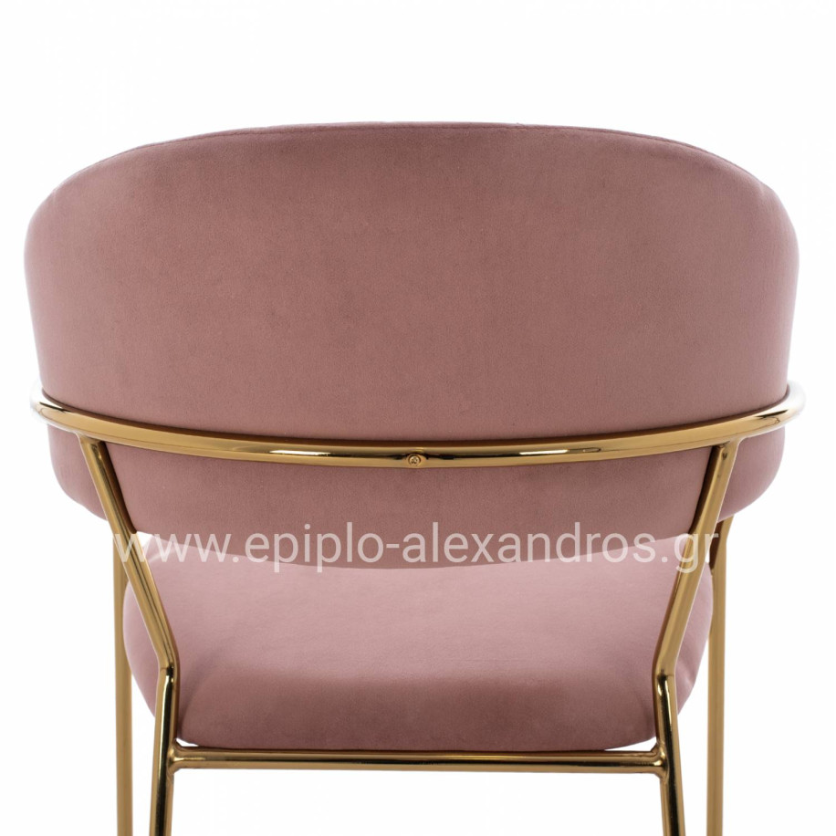 MEDIUM HEIGHT STOOL HM8734.02 VELVET DUSTY PINK GOLDEN FRAME 60x55x100Y cm.