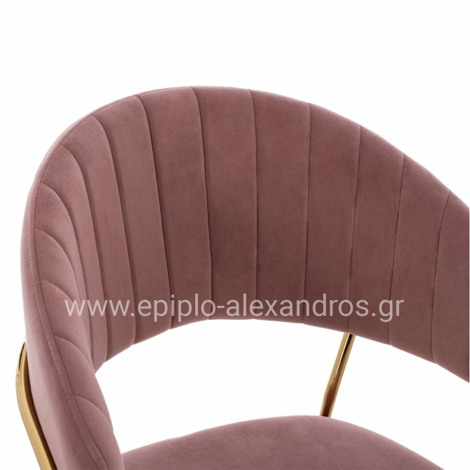 MEDIUM HEIGHT STOOL HM8734.02 VELVET DUSTY PINK GOLDEN FRAME 60x55x100Y cm.