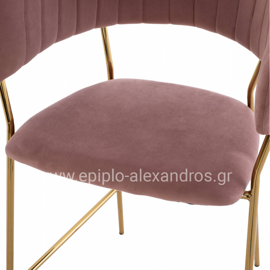MEDIUM HEIGHT STOOL HM8734.02 VELVET DUSTY PINK GOLDEN FRAME 60x55x100Y cm.