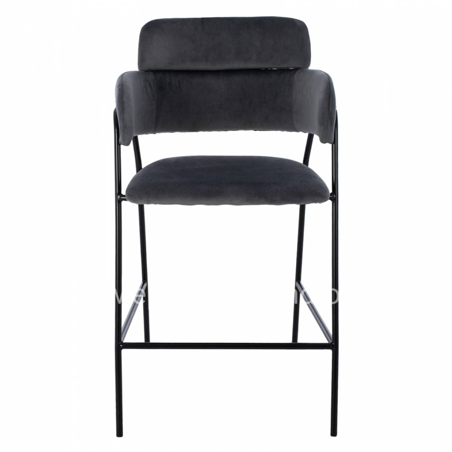 MEDIUM HEIGHT STOOL HM8735.01 GRAY VELVET WITH METAL FRAME 54x58x95Y cm.