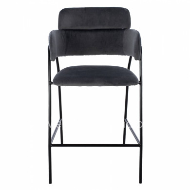 MEDIUM HEIGHT STOOL HM8735.01 GRAY VELVET WITH METAL FRAME 54x58x95Y cm.