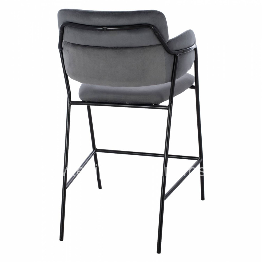 MEDIUM HEIGHT STOOL HM8735.01 GRAY VELVET WITH METAL FRAME 54x58x95Y cm.