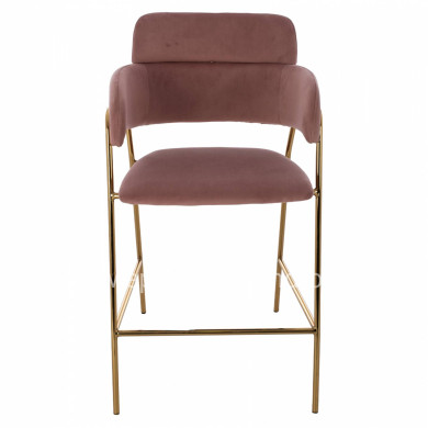 MEDIUM HEIGHT STOOL HM8735.02 VELVET DUSTY PINK GOLDEN FRAME 54x58x95Y cm.