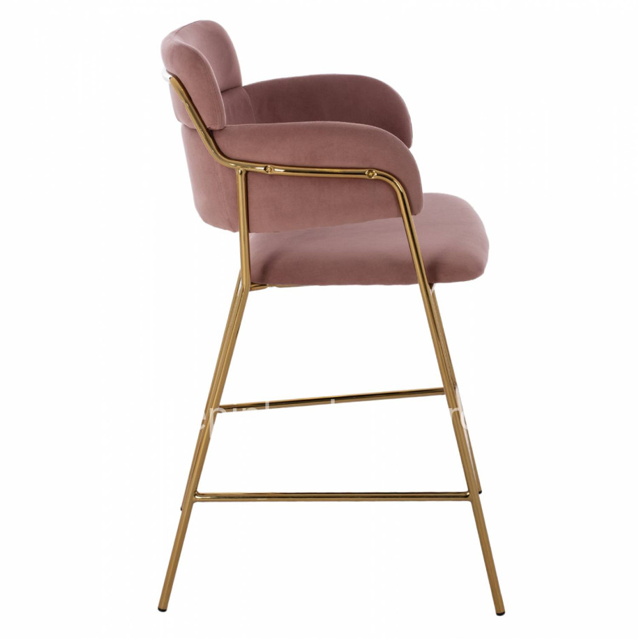 MEDIUM HEIGHT STOOL HM8735.02 VELVET DUSTY PINK GOLDEN FRAME 54x58x95Y cm.