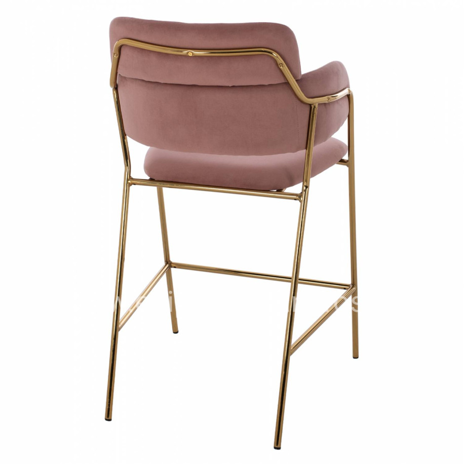 MEDIUM HEIGHT STOOL HM8735.02 VELVET DUSTY PINK GOLDEN FRAME 54x58x95Y cm.