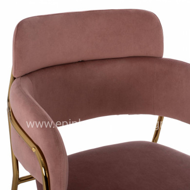MEDIUM HEIGHT STOOL HM8735.02 VELVET DUSTY PINK GOLDEN FRAME 54x58x95Y cm.