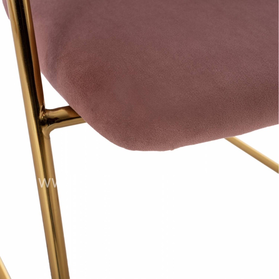 MEDIUM HEIGHT STOOL HM8735.02 VELVET DUSTY PINK GOLDEN FRAME 54x58x95Y cm.