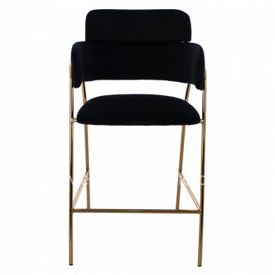 MEDIUM HEIGHT STOOL HM8735.04 VELVET BLACK GOLD PLATED FRAME 54x58x95Y cm.
