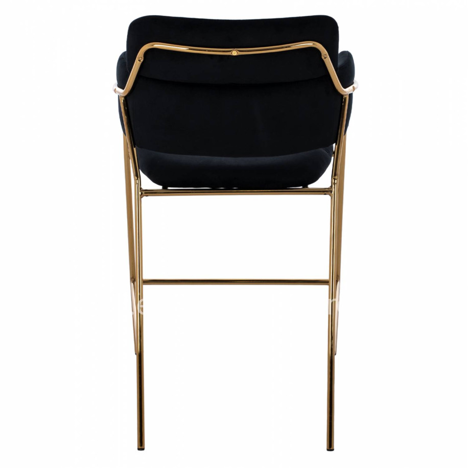 MEDIUM HEIGHT STOOL HM8735.04 VELVET BLACK GOLD PLATED FRAME 54x58x95Y cm.