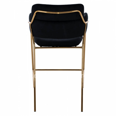 MEDIUM HEIGHT STOOL HM8735.04 VELVET BLACK GOLD PLATED FRAME 54x58x95Y cm.