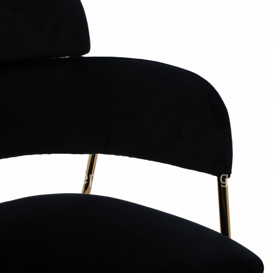 MEDIUM HEIGHT STOOL HM8735.04 VELVET BLACK GOLD PLATED FRAME 54x58x95Y cm.