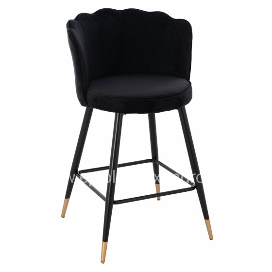 MEDIUM HEIGHT STOOL HM8736.04 BLACK VELVET WITH METAL FRAME 50x50x90 cm.