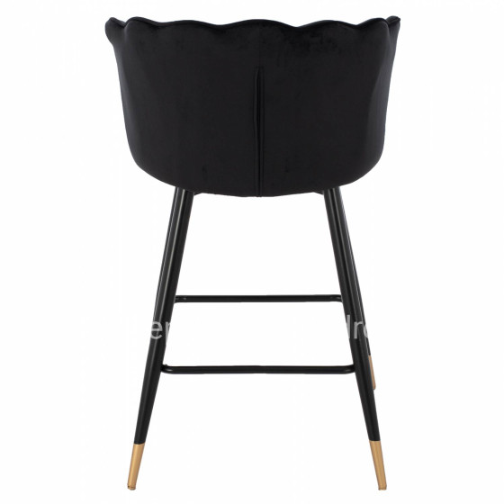 MEDIUM HEIGHT STOOL HM8736.04 BLACK VELVET WITH METAL FRAME 50x50x90 cm.