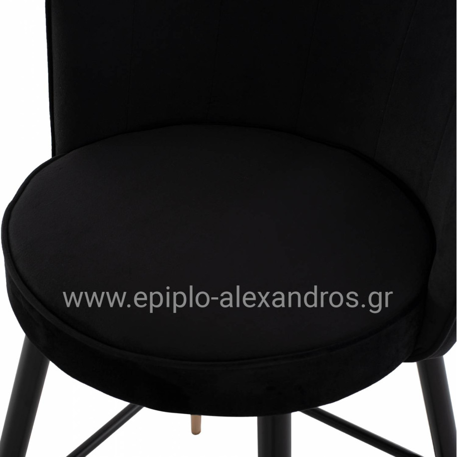 MEDIUM HEIGHT STOOL HM8736.04 BLACK VELVET WITH METAL FRAME 50x50x90 cm.