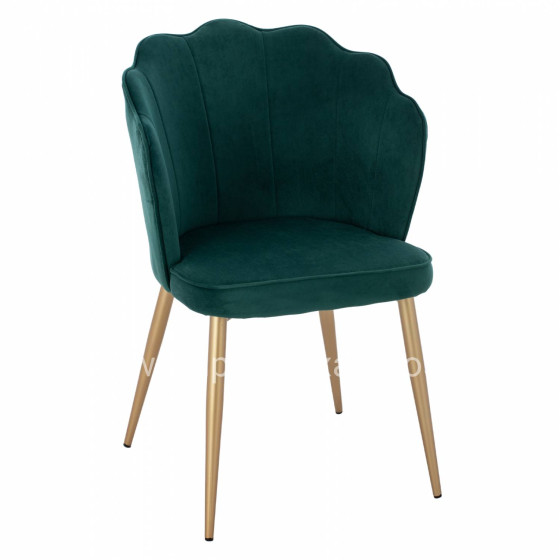 CHAIR HM8737.03 VELVET GREEN WITH METAL GOLD FRAME 57.5x57.5x85 cm.