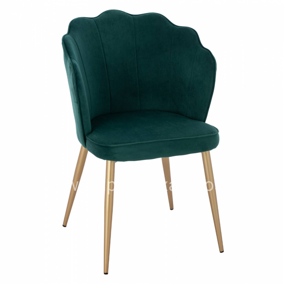 CHAIR HM8737.03 VELVET GREEN WITH METAL GOLD FRAME 57.5x57.5x85 cm.