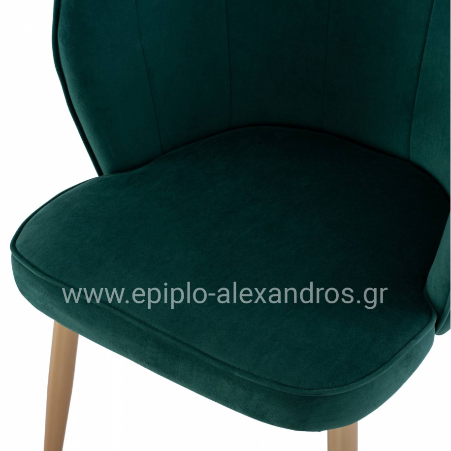 CHAIR HM8737.03 VELVET GREEN WITH METAL GOLD FRAME 57.5x57.5x85 cm.