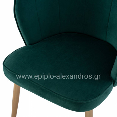 CHAIR HM8737.03 VELVET GREEN WITH METAL GOLD FRAME 57.5x57.5x85 cm.