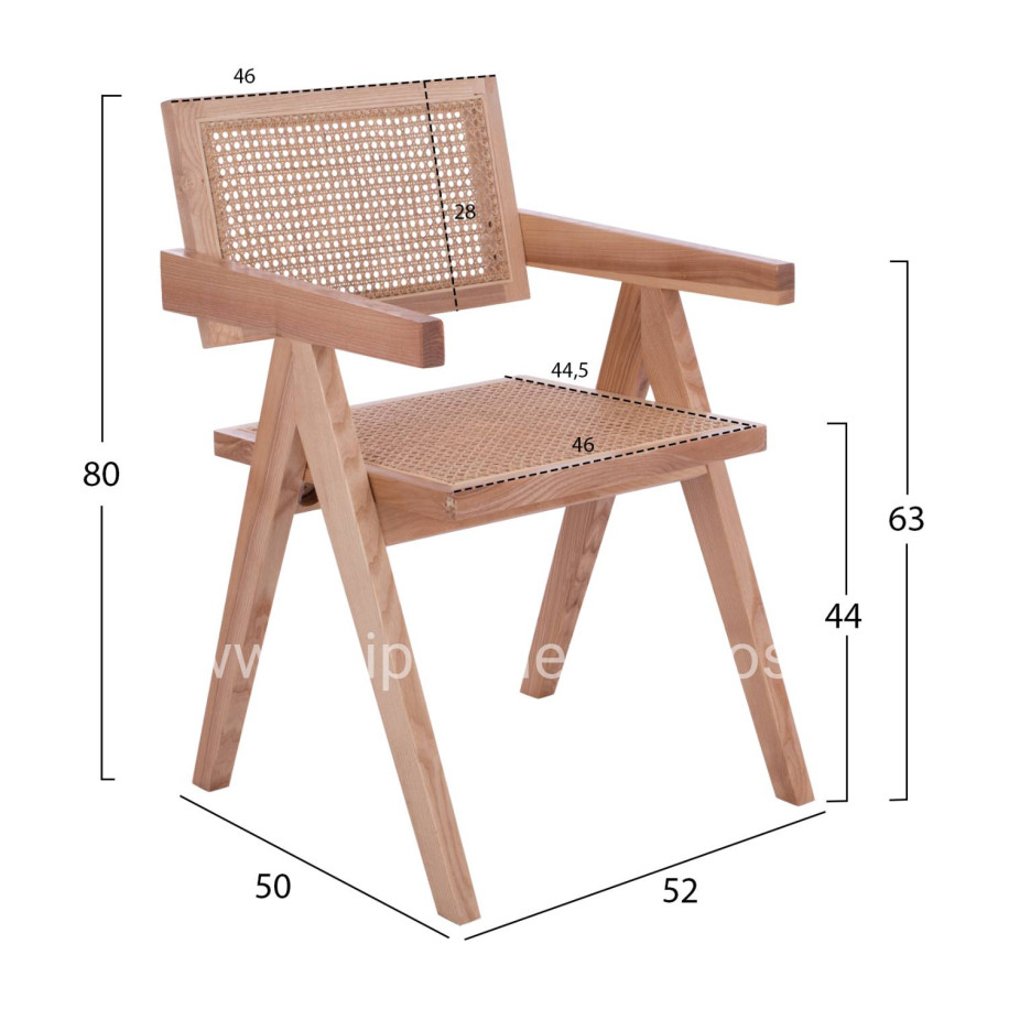 WOODEN CHAIR BLAIRE WITH ARMS HM8916.01 52x50x80Y cm.
