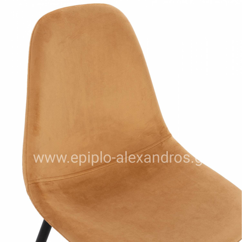 CHAIR LEONARDO VELVET GOLD WITH METAL LEGS 45x47x87Y cm. ΗΜ00100.09