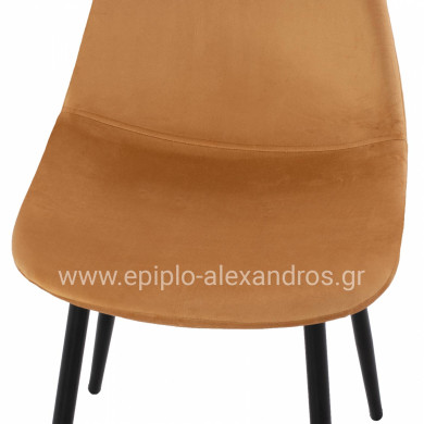 CHAIR LEONARDO VELVET GOLD WITH METAL LEGS 45x47x87Y cm. ΗΜ00100.09