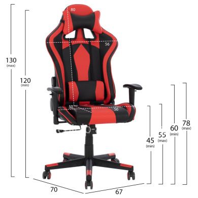 OFFICE GAMING CHAIR DOCKS HM1162.01 BLACK RED PU 67x70x130 cm.