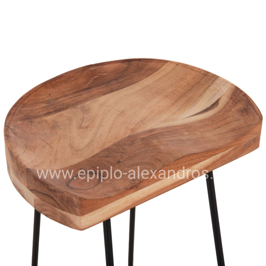 BAR STOOL ELEANOR HM8363.11 SOLID ACACIA WOOD SEAT-METAL 50x43x78Hcm.
