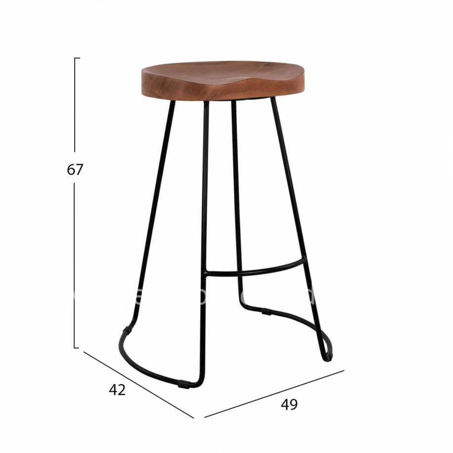 Bar Stool HM8487.11 from solid acacia wood