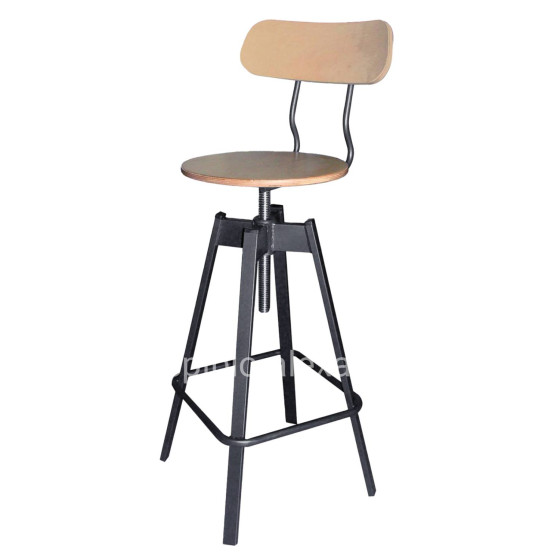 STOOL METALLIC GREY WITH NATURAL TS375 42X49X113 cm.