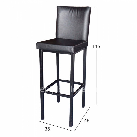 Metallic bar stool with black PU TS481 36x46x115cm.