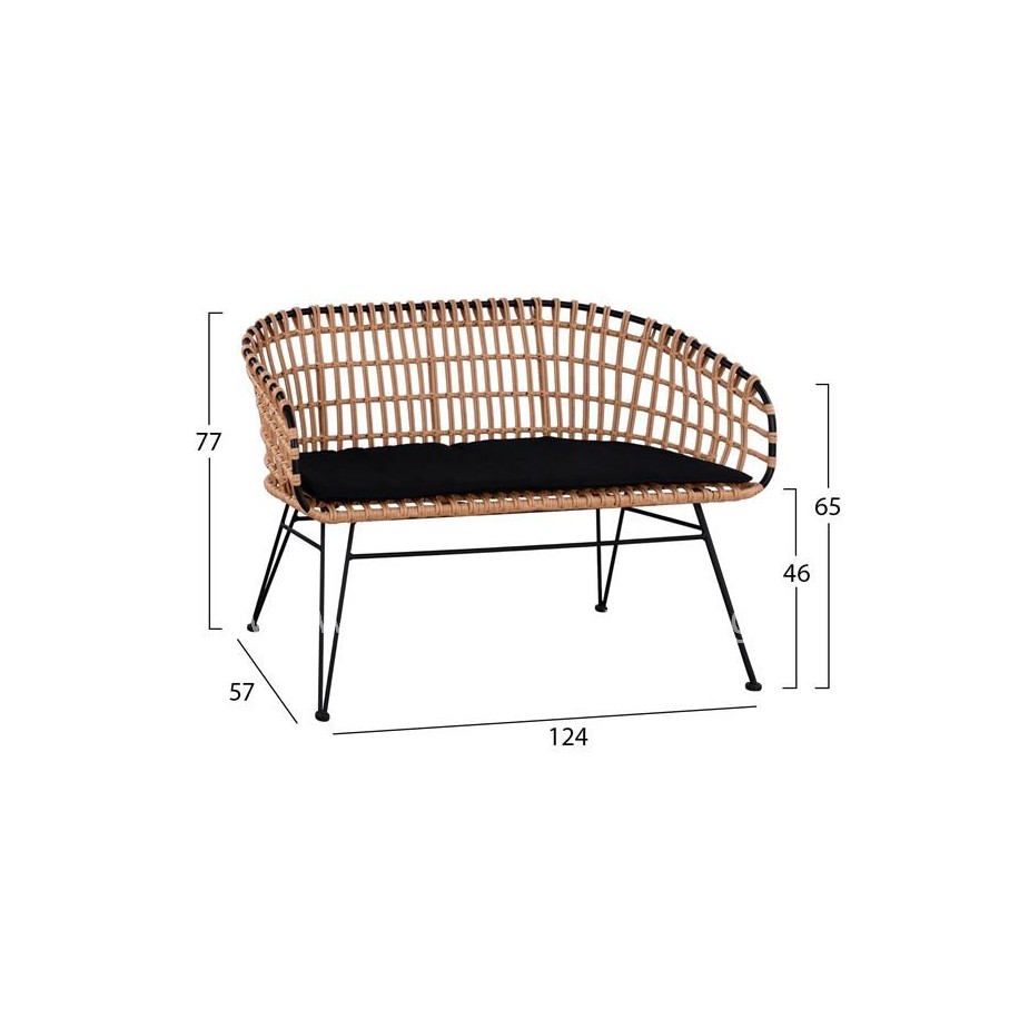 Set 4 pieces Table with bench & 2 armchairs Allegra Wicker Beige HM10600