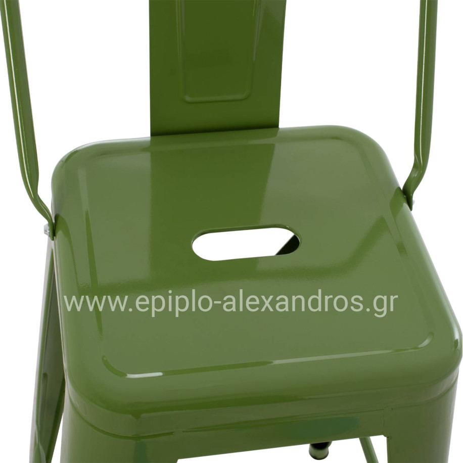 ΣΚΑΜΠΟ ΜΕΣΑΙΟΥ ΥΨΟΥΣ ΜΕΤΑΛΛΙΚΟ MELITA ΣΕ LIGHT OLIVE GREEN HM8574.13 42x42x98 εκ.
