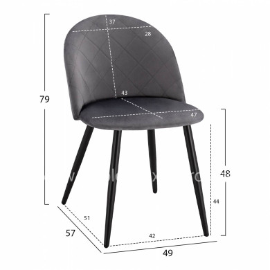 Dining Chair HM8731.11 with metallic legs & Grey velvet