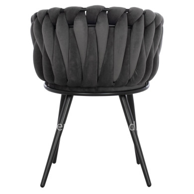 ΠΟΛΥΘΡΟΝΑΚΙ LUANDA ΒΕΛΟΥΔΟ ΓΚΡΙ ΚΑΙ ΜΕΤΑΛΛΙΚΑ ΠΟΔΙΑ HM8741.01 60x54x78 εκ.