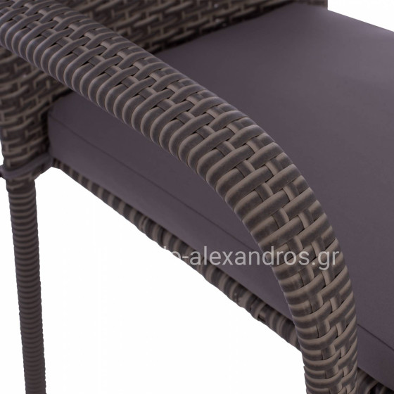 Armchair HM5685.01 Metallic with pillow Wicker grey 55x64x93cm