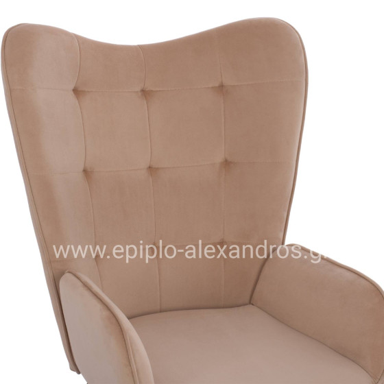 HM8918.11 armchair CRAWLEY, beige velvet, footstool, 70x57x103